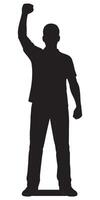Silhouette man raising fist illustration for protest movement and social justice theme design element vector