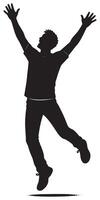 Silhouette of jumping man design element for graphic design and creative projects black and white style vector