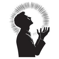 Man silhouette with light rays illustration for spiritual concept and design elements art work vector