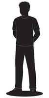 Standing silhouette of a person in casual attire for design and creative projects resource vector
