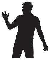 Silhouette of man waving hand illustration isolated on white background stock design element art vector