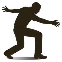 Silhouette of man bowling strike action sport activity pose isolated background design element graphic vector