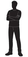 Standing man silhouette with arms crossed for graphic design and creative projects use in any design work vector