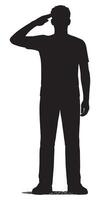 Silhouette of man saluting design element for military appreciation or memorial day graphic asset vector