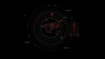 Artificial intelligence usage infographics on alpha channel. video