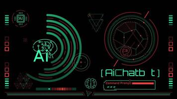 Infographics of AI chatbot and cognitive computing on alpha channel. video