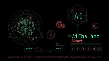 Infographics of cognitive computing and AI chatbot on alpha channel. video