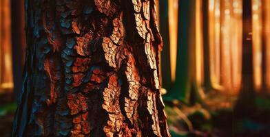 A close up of a tree trunk in the forest photo