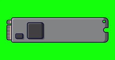 Solid state drive animation. Drive ssd storage animation. SSD M.2 illustration. Computer hardware components. Flat cartoon style. 4K animation. video