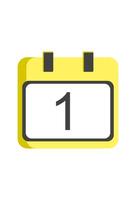 A yellow calendar with the number one on it vector