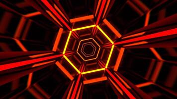 Orange and Red Neon Strobe Hexagon Kaleidoscope Background VJ Loop in 4K video