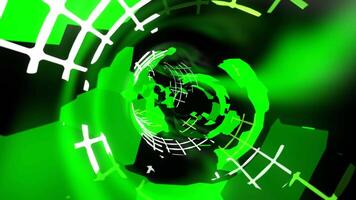 White and Green Moving Along Abstract Neon Portal Background VJ Loop in 4K video
