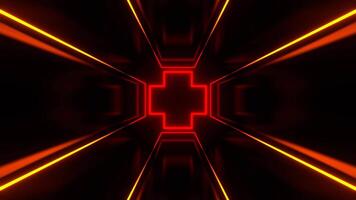vermelho e laranja abstrato quarto com néon luz fundo vj ciclo dentro 4k video