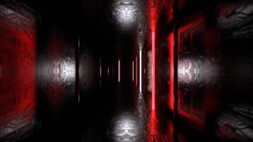 Red and White Futuristic Cyber Tunnel with Neon Strobe Rods Background VJ Loop in 4K video