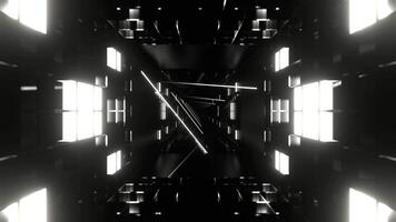 White Tunnel with Glowing Neon Lines and Squares Background VJ Loop in 4K video