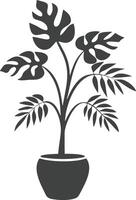 Botanical potted palm in minimalist style. vector