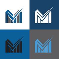 Modern Letter M Logo with Growth Chart and Check Mark vector