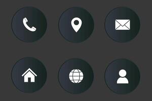 Contact icons set with phone, location, email, home, web and user vector