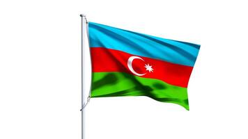 azerbaijan flag fluttering in the wind on white background, azerbaijan wavy realistic flag photo