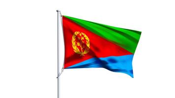 Waving flag of eritrea isolated on white background. photo
