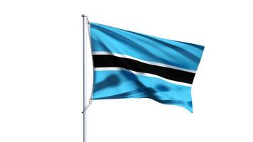 3D render of botswanan flag isolated on white background, waving flag of botswanan photo