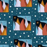 Abstract seamless Mountains pattern. Landscape texture with flat Mountains in a beautiful color palette. Modern nature background. vector