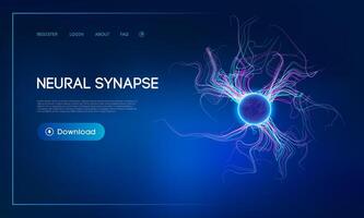 Neural synapse and AI in Healthcare. Exploring Biology and Synapses, medical Big data. Abstract technology background neural synapse concept. Anatomy and Artificial Intelligence. vector