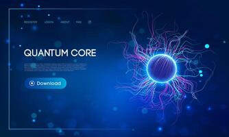 Quantum computing security and AI technology background. Exploring Quantum computing and brain technology mechanics. Edge Computing futuristic flow background. vector