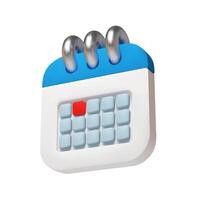 3d calendar icon with marked date for event or meeting reminder. Calendar with mark for schedule appointment, event day planning concept. vector