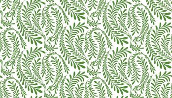 Green fern pattern seamless on a white background. Elegant nature fern leaf pattern with swirling leaves, perfect for textiles, wallpaper, and decorative backgrounds. vector