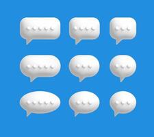 3d speech chat balloon on blue background. Talk message icon for text, white dialogue or conversation comment cloud. Speak box shape sign vector