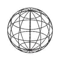 Hand-Drawn Globe Sketch with Geometric Lines vector
