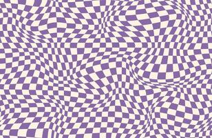 Groovy checker seamless pattern, wavy abstract retro checkerboard background. Trippy wave board geometric. Funky square warp y2k chess psychedelic 90s print. vector