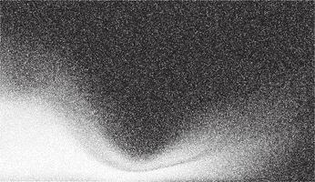 Noise gradient grain background with abstract black and white effect. Paint brush dots and shapes on grainy sand paper. Wavy spray grunge with dark space splatter fluid. vector