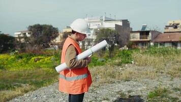 Doubtful Architect Thinking And Taking Notes While On The Construction Site video