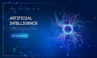 Artificial Intelligence and Big Data technology background. Cloud technology artificial intelligence abstract background. Blue futuristic technology background. vector