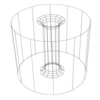 Tech wireframe cylinder. 3d Line illustration. Isolated on white vector