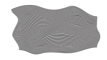 Optical illusion lines background. Abstract 3d black and white wave. vector