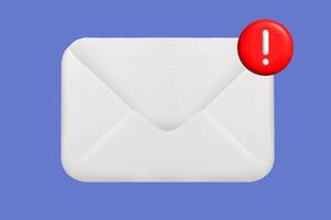 3d mail notification icon isolated on purple background. Newsletter email incoming message. New letter in mailbox reminder notice. Sms contact chat illustration or spam sign. vector