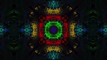 Very colorful and abstract square shape. Kaleidoscope VJ loop video