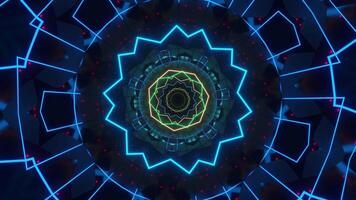 Colorful pattern with star in the middle of it. Kaleidoscope VJ loop video