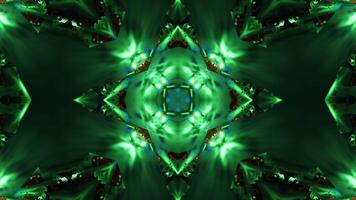 Green and blue abstract design with black background and blue and red design. Kaleidoscope VJ loop video