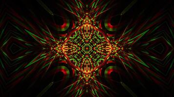 Very colorful and abstract design with red and green background. Kaleidoscope VJ loop video