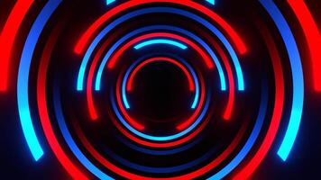 Circular Motion of Red and Blue Neon Line Background VJ Loop in 4K video