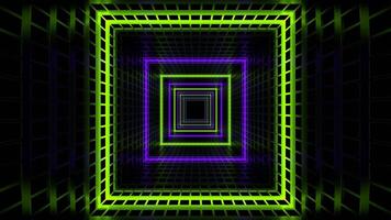 Purple and Green Movement of Light Through Grid Tunnel Background VJ Loop in 4K video