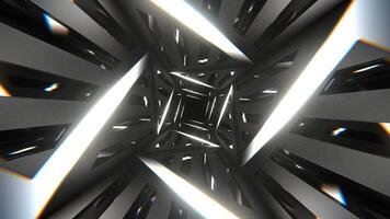 White Neon Curve in Mirror Tunnel Background VJ Loop in 4K video
