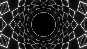 White Neon Circle in Mirror Tunnel Background VJ Loop in 4K video