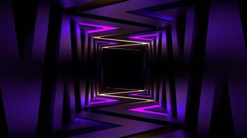 Purple and Yellow Neon Curve Lines Corridor Background VJ Loop in 4K video