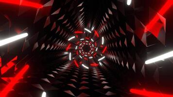 Red and White Neon Spirals in Triangular Tunnel Background VJ Loop in 4K video