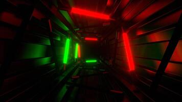 Green and Red Stepped Neon Strobe Tunnel Background VJ Loop in 4K video